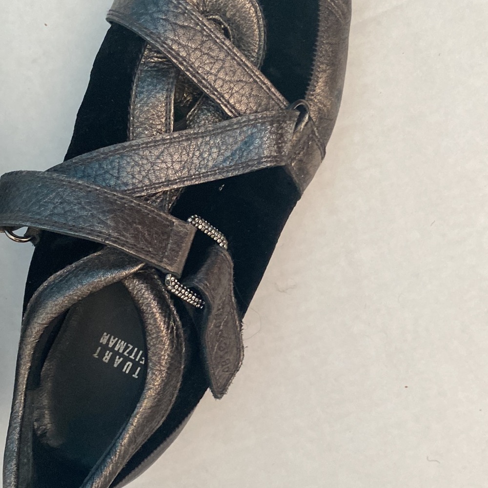 Stuart Weitzman Metallic Bronze and Black Strappy Sneakers - Picture 5 of 6